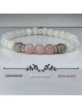 $3 Moonstone, Rose Quartz & Labradorite Beaded Stretch Bracelet $3 WHEN BUNDLED